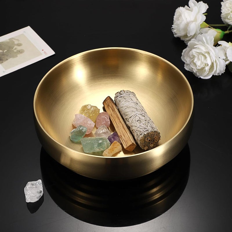 GUSHBIN 9.1 Inches Stainless Steel Bowl Decorative Key Bowl Golden Serving Bowl for Snack Fruit Dish Round Key Dish for Entryway Table Coffee Table Kitchen Counter - Image 4